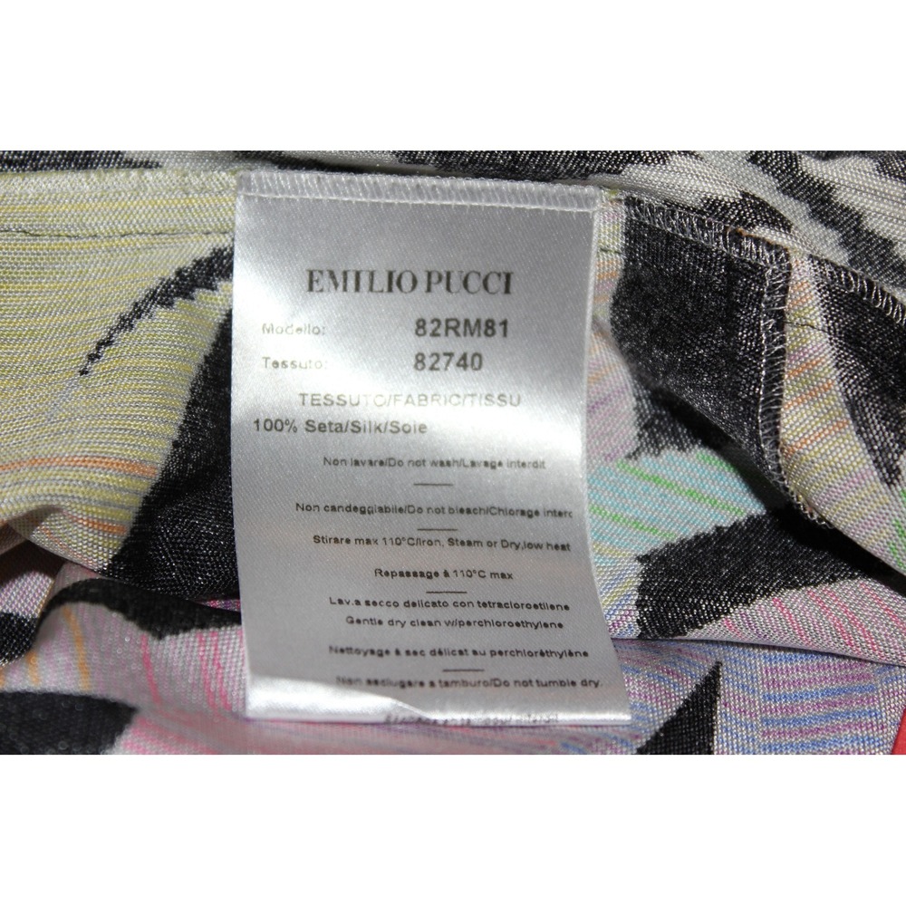 Emilio Pucci Firenze Silk Tunic Blouse Top Signature Geometric Print Italy Made - Picture 4 of 13